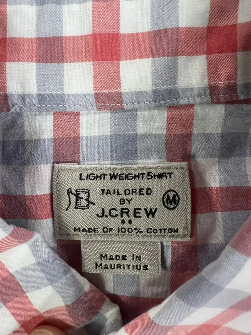 J.Crew Button Down Mens Size M Long Sleeve Plaid Red White Shirt 69152